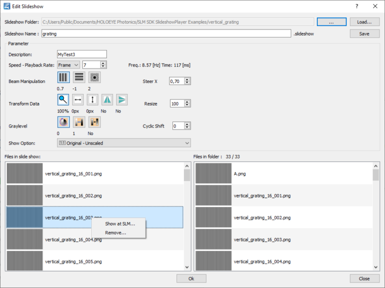 SLM Slideshow Configuration Dialog